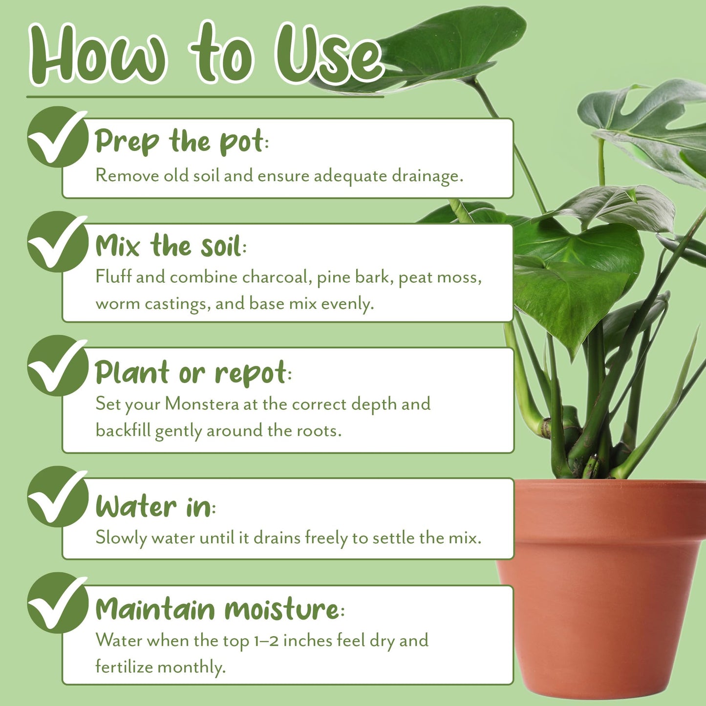 Monstera Houseplant Potting Soil Mix (8 Quarts), Custom Blend for Growing and Repotting